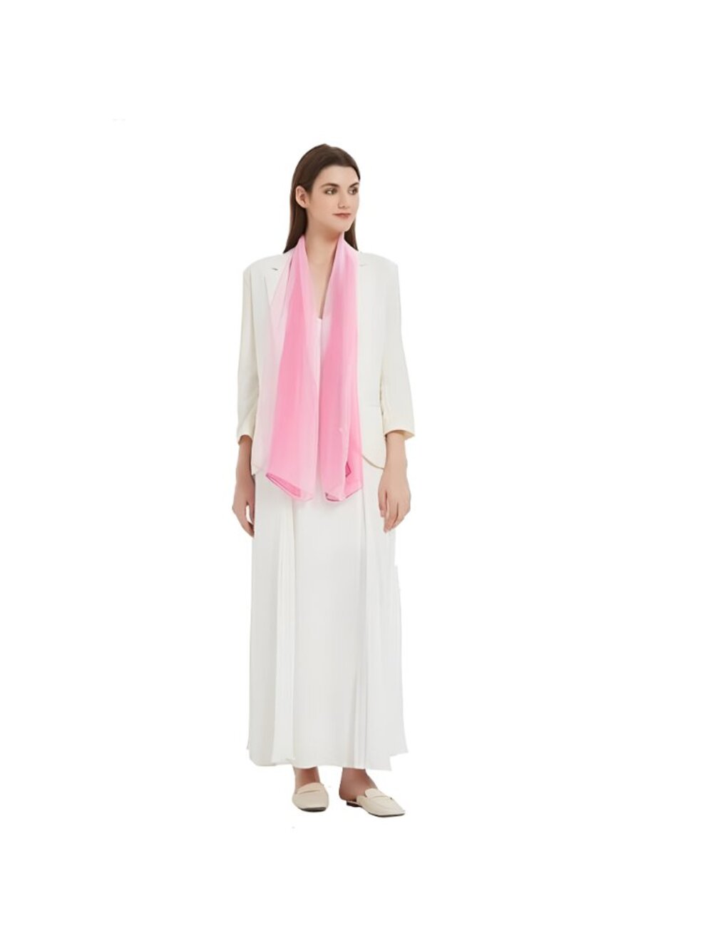 Long Chiffon Sheer Scarf Gradient Shaded Colors Lightweight Scarf For Womens - Picture 4 of 7